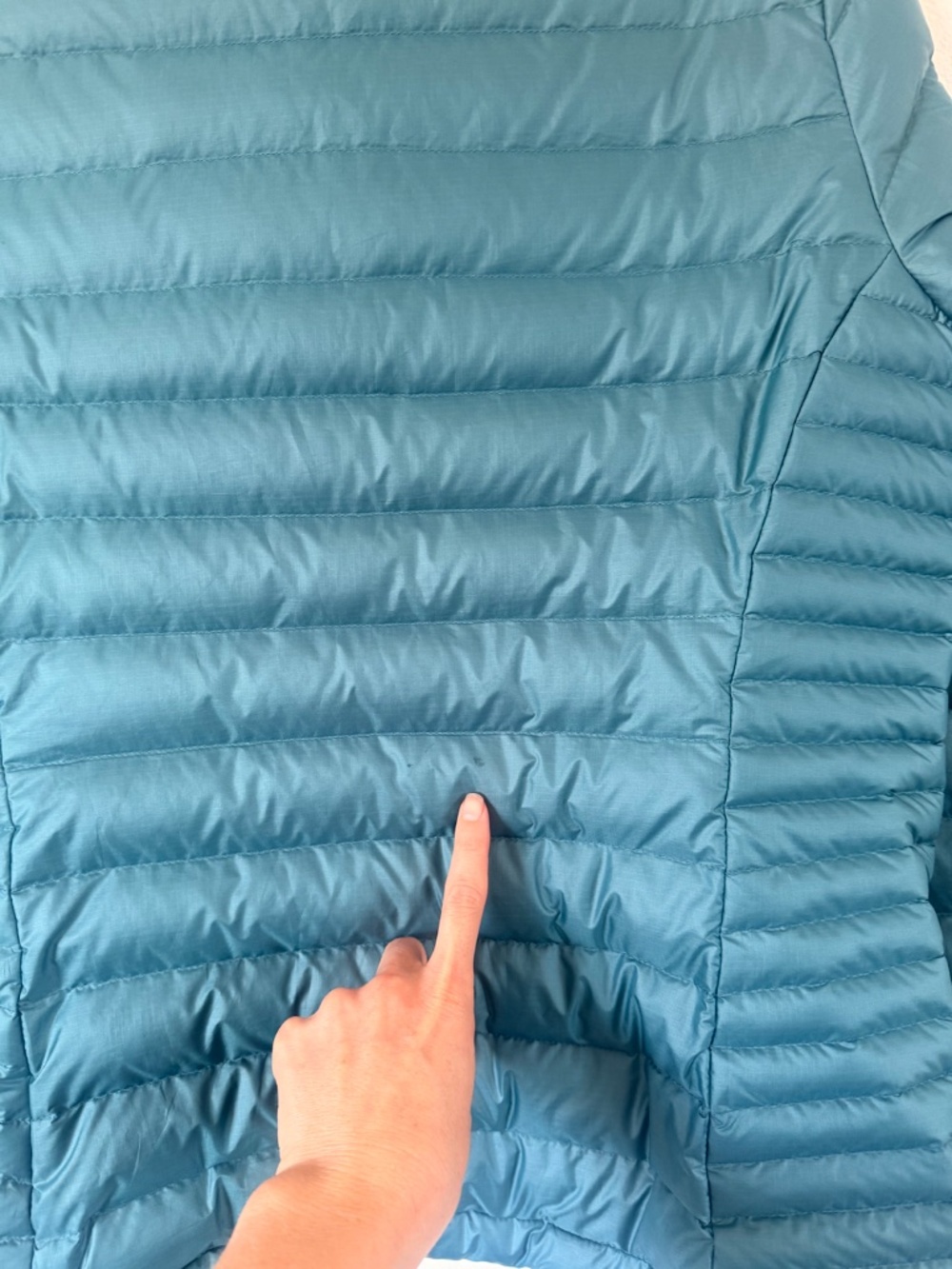 Patagonia Goose Down Sweater Puffer Jacket Teal/peach women's Large - Picture 7 of 10